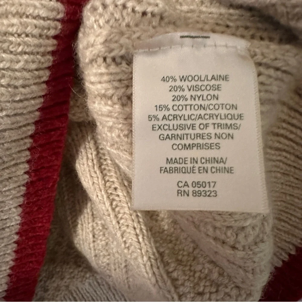 Men's Roots Canada Wool Cable Knit Button Cowl Neck Sweater Size Small